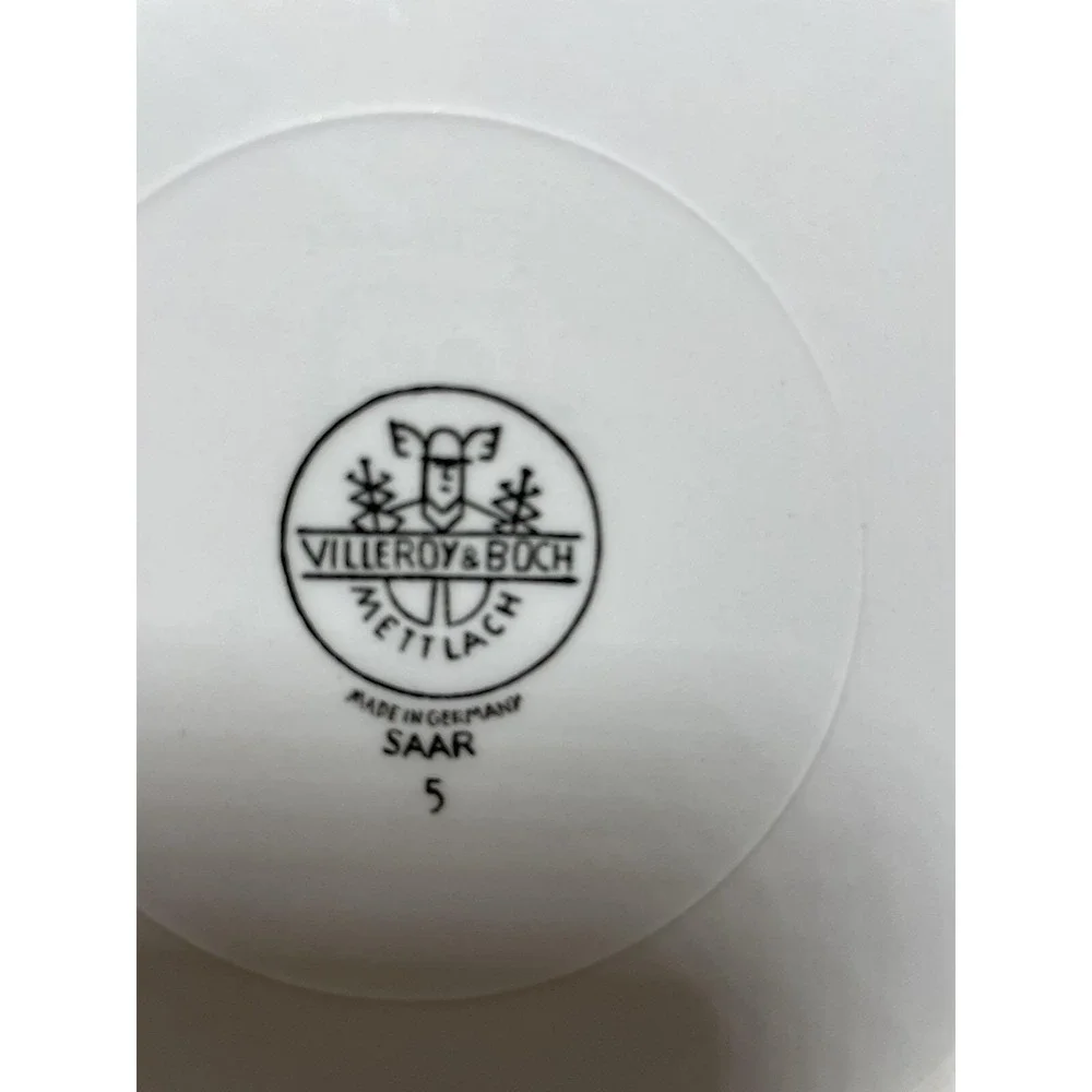 Vintage Villeroy Boch Black White Dessert Display Plate 7.5